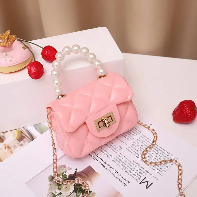 Compact Pearl Chain Strap Clutch Bag