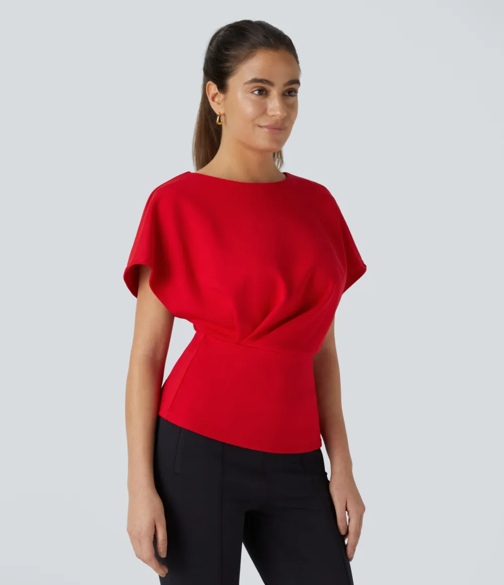 Short Sleeve Plicated Work Top