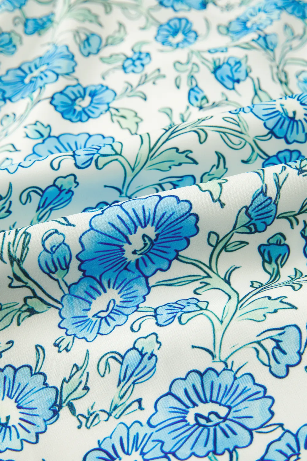 Blue Floral Bow Strap Mini Dress