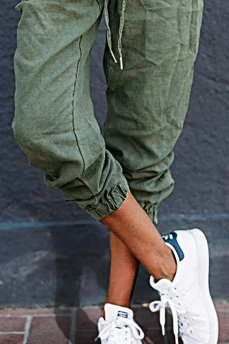 Drawstring Waist Zip Pocket Crop Joggers
