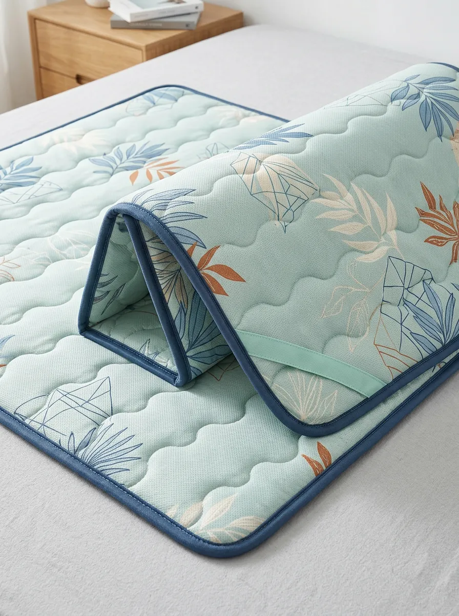 Botanical Geometric Leaf Print Cooling Mat