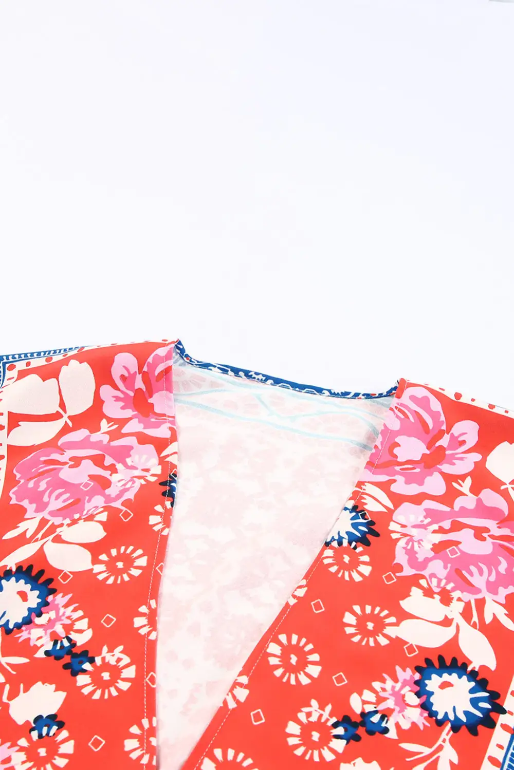 Swimwear Long Paisley Print Kimono Beach Cover Up