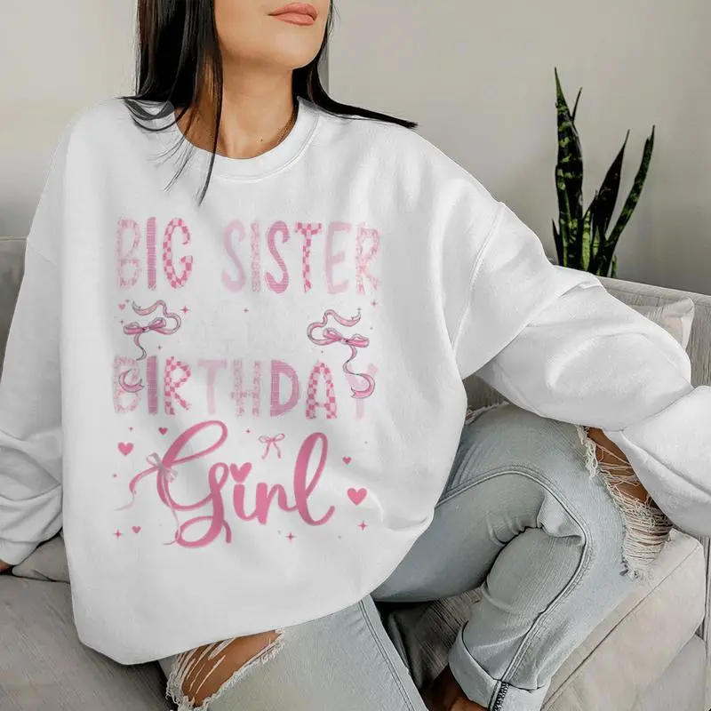 Big Sister Of The Birthday Girl Matching Pink Coquette Bow Women Sweatshirt