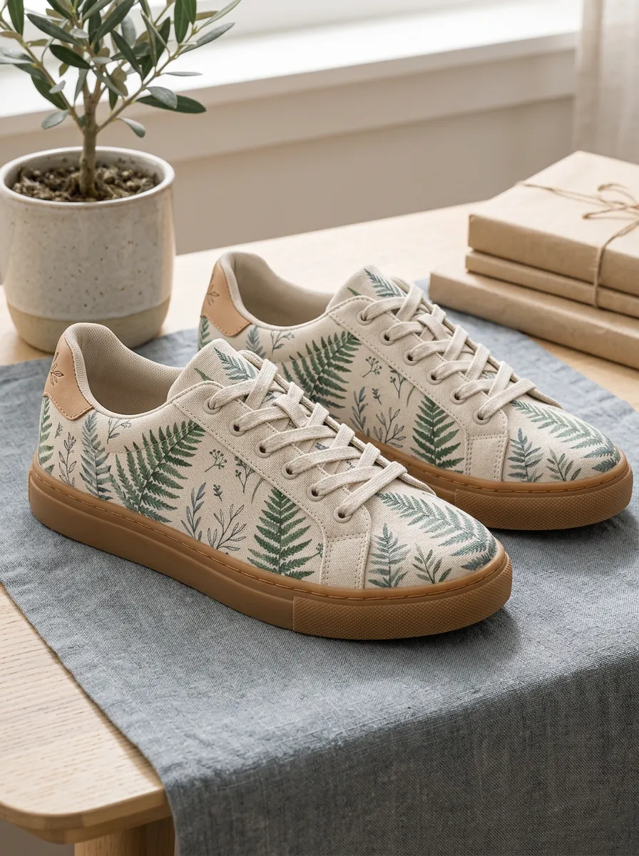 Women's Street Botanical Nature Lover Fern Leaf Skate Shoes
