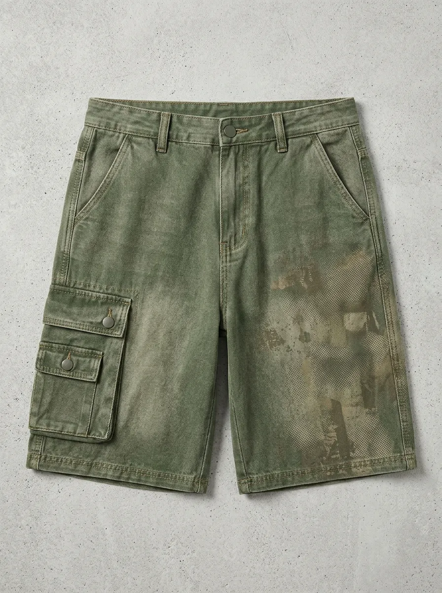 Cargo Distressed Camo Men's Cargo Shorts