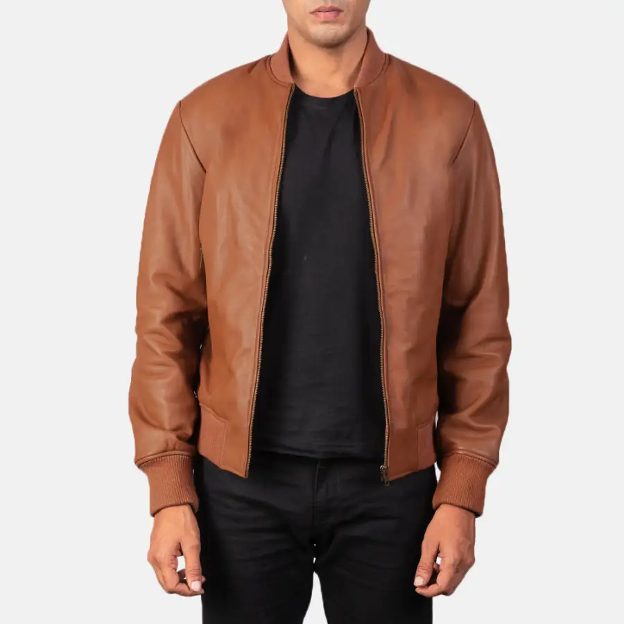 Men's Outdoor Bomber Leather Jacket