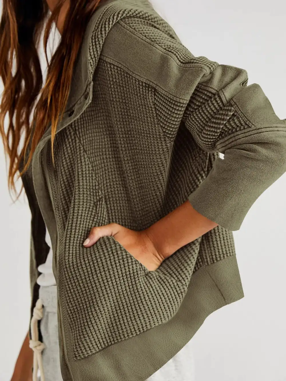 Textured Waffle Knit Jacket