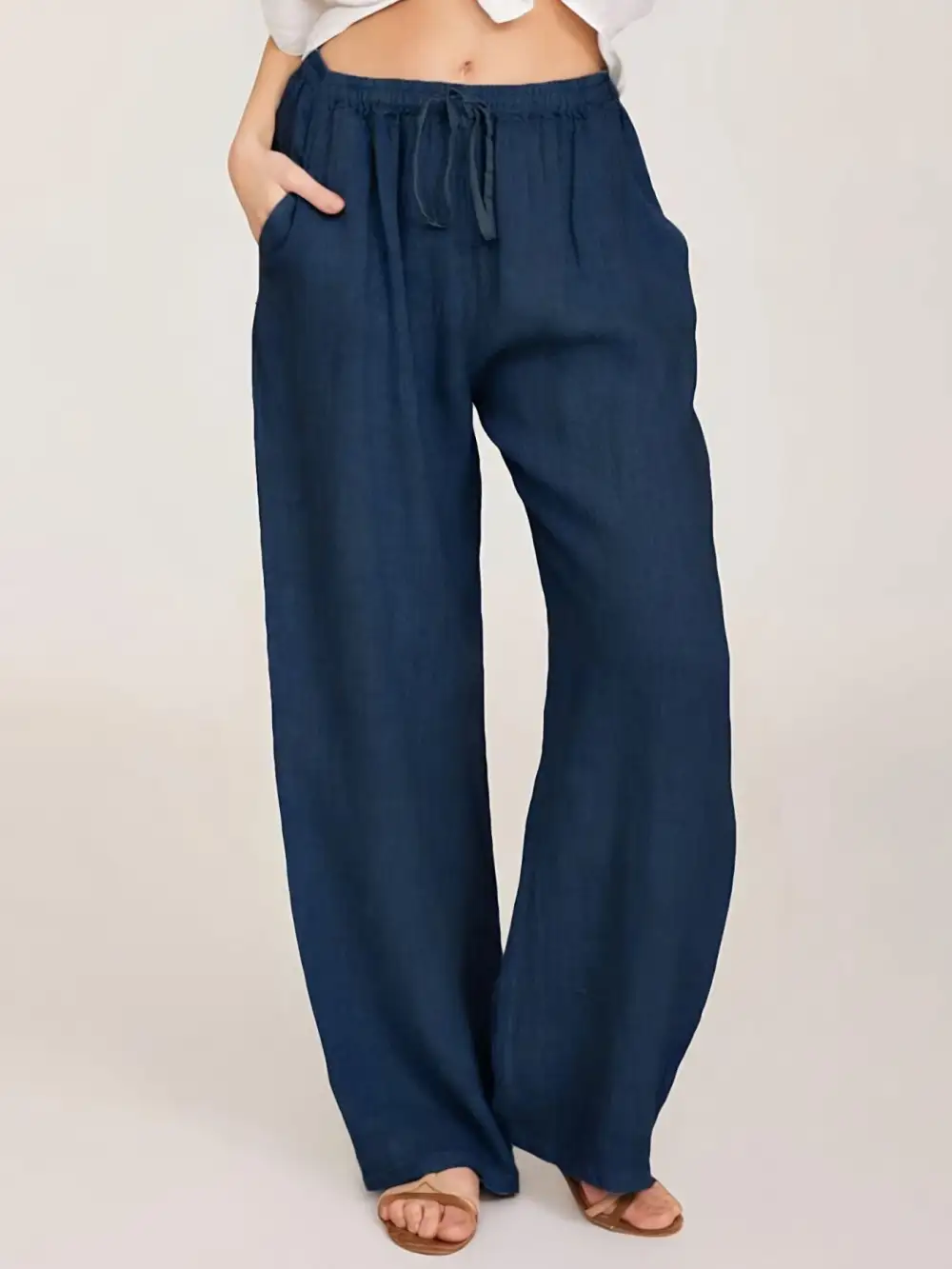 Lightweight Drawstring Wide Leg Pants