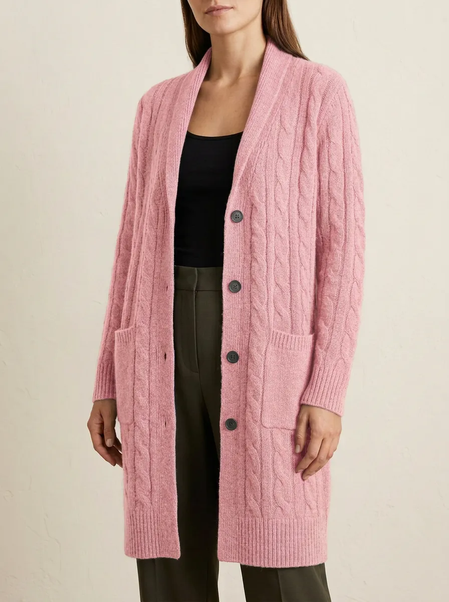 Women's Classic Cable Knit Knit Cardigan