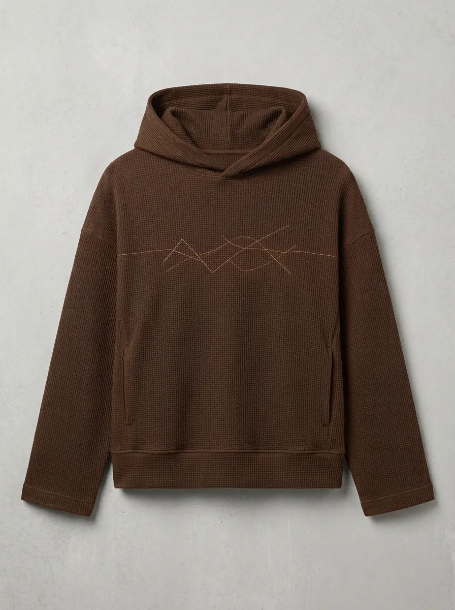 Men's Geometric Line Graphic Waffle-Knit Pullover Hoodie