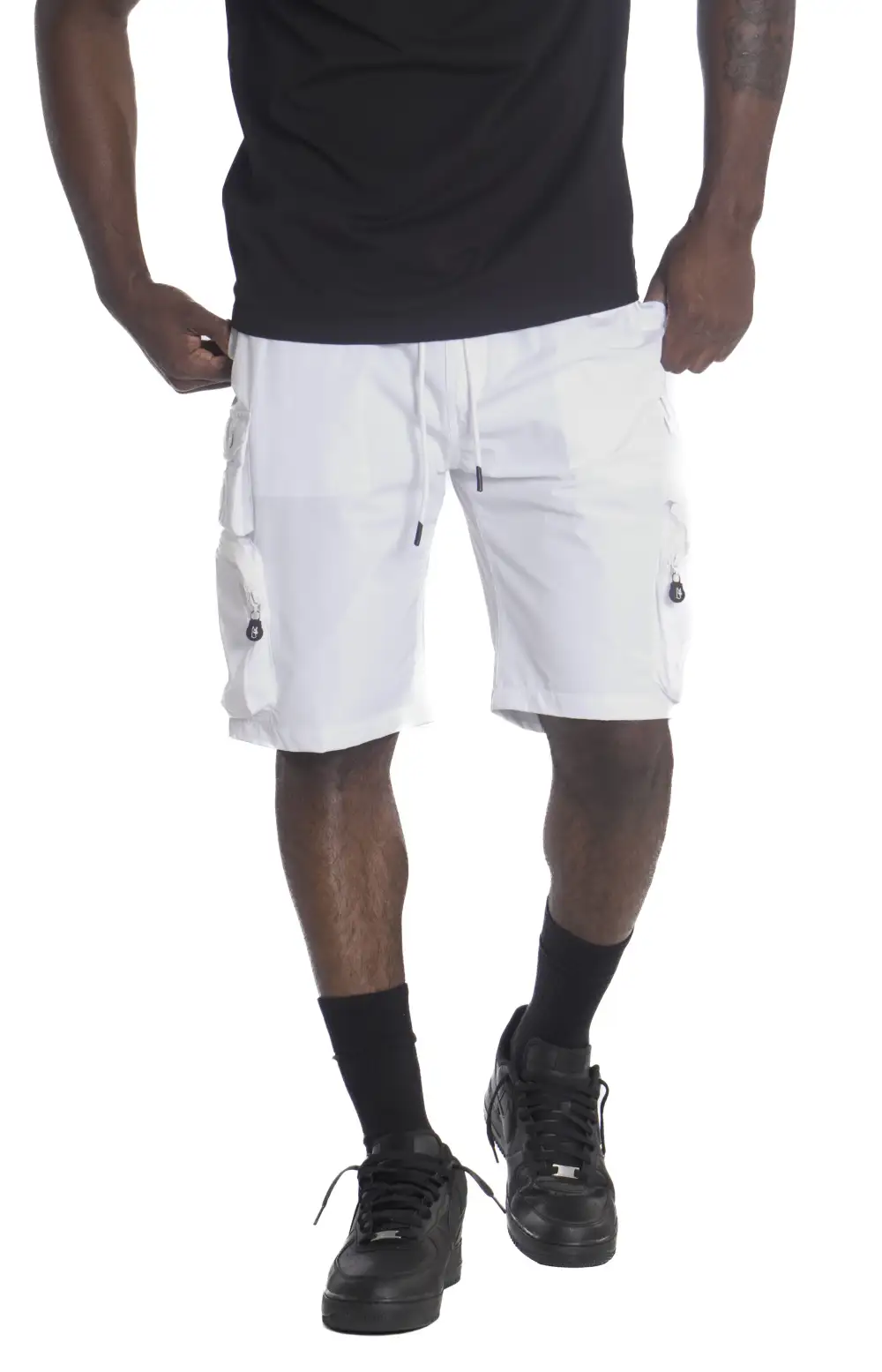 Nylon Spandex Cargo Shorts White
