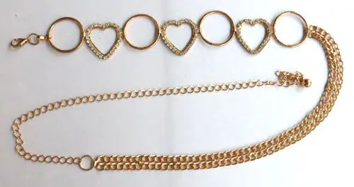 Heart Crystal Ring Detail Waist Belt