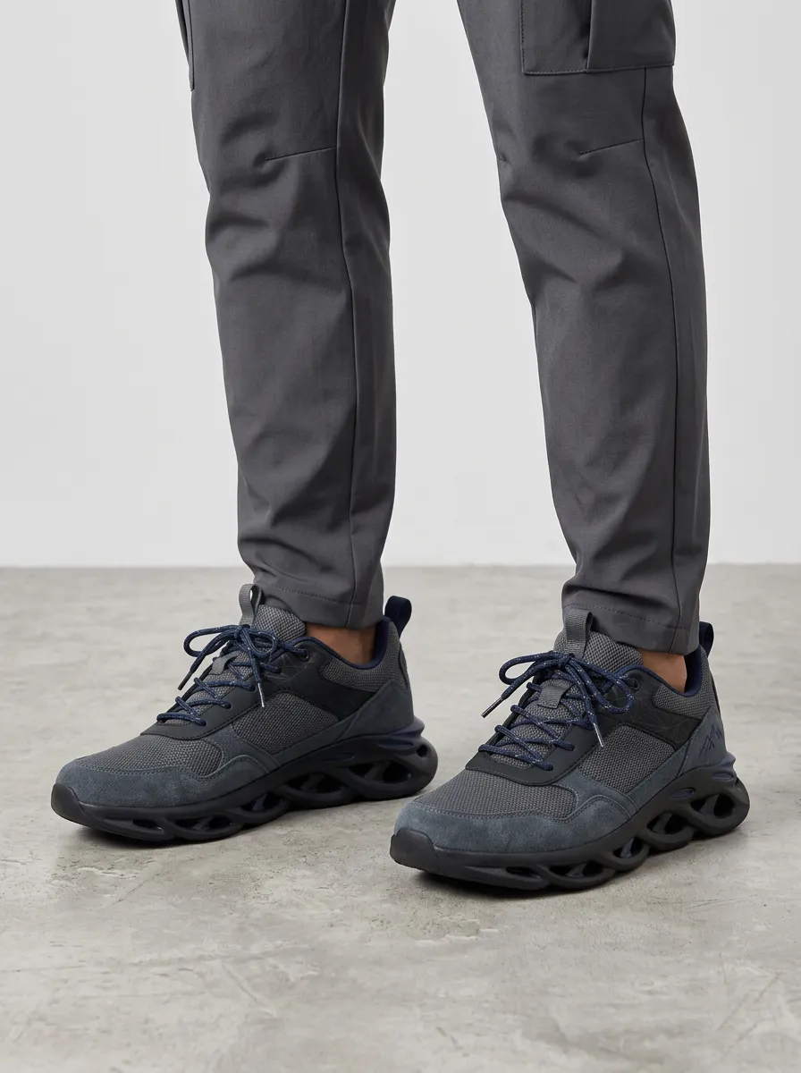 Men's Charcoal Grey Outdoor Mountain Mesh Athletic Sneakers