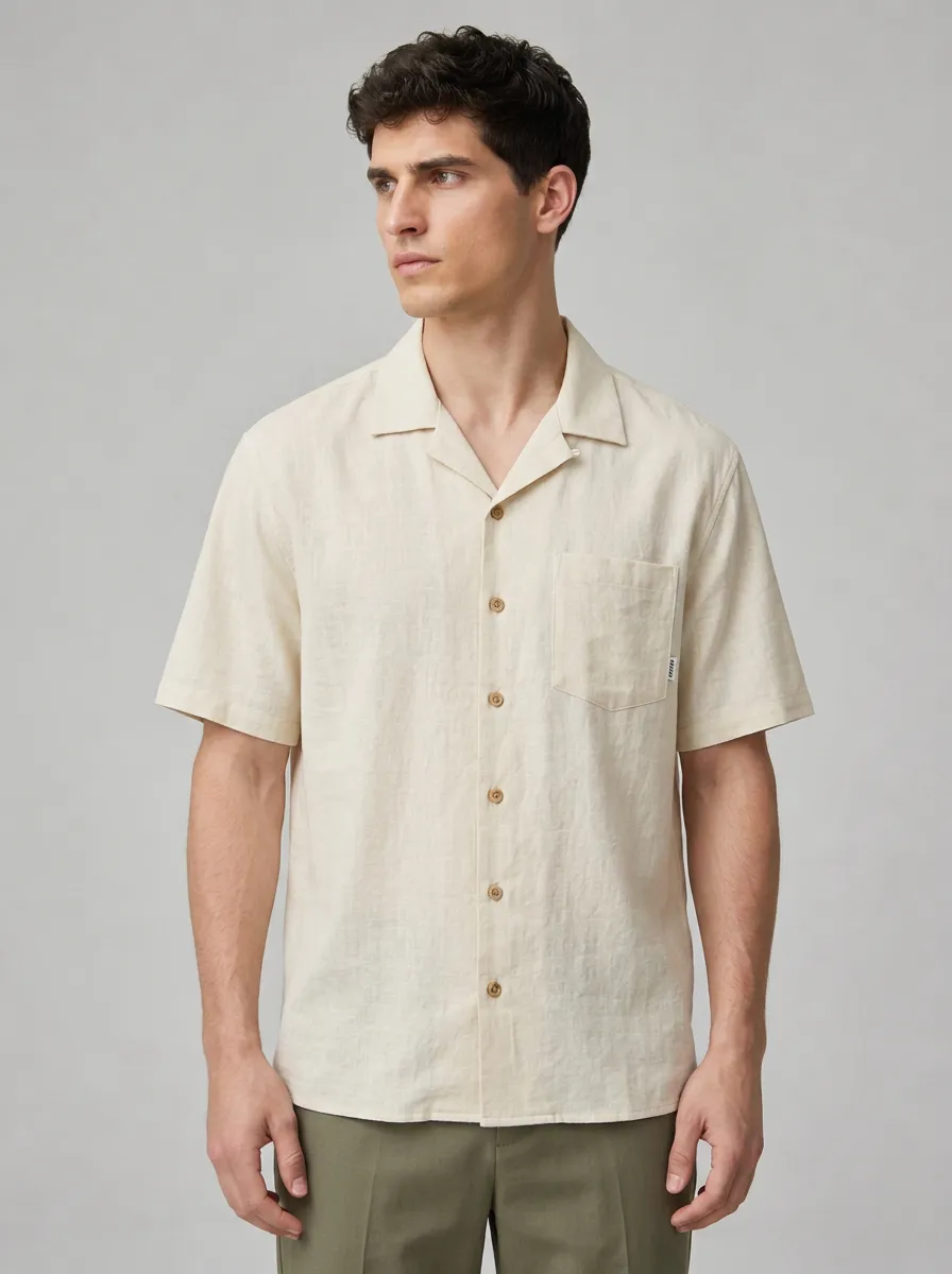 Men's Casual Summer Breathable Linen Blend Button Down Shirt