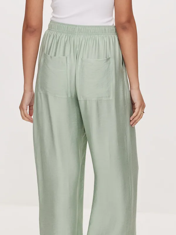 Light Green Flowy Wide-Leg Pants