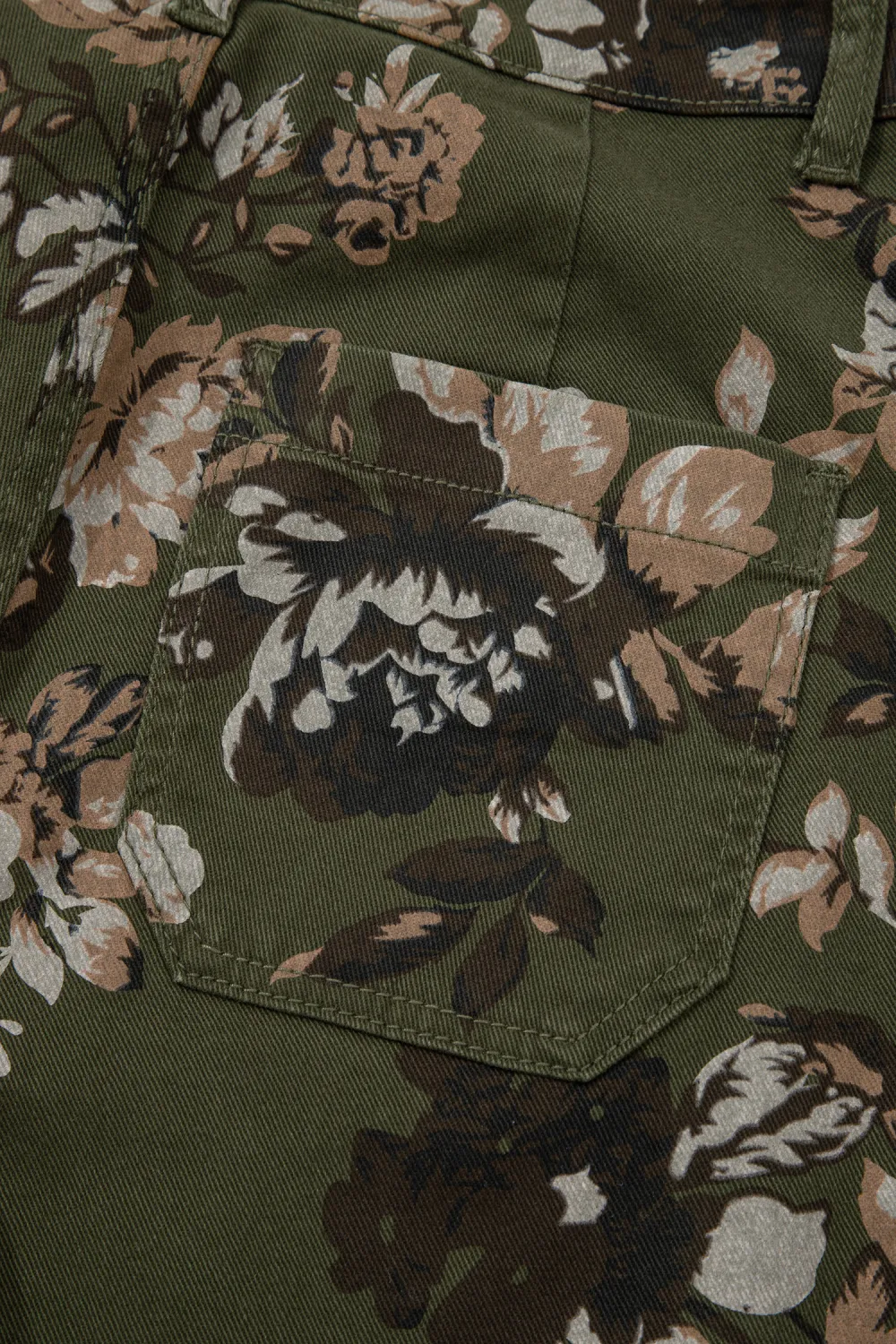 Green Floral Patch Pocket Jeans