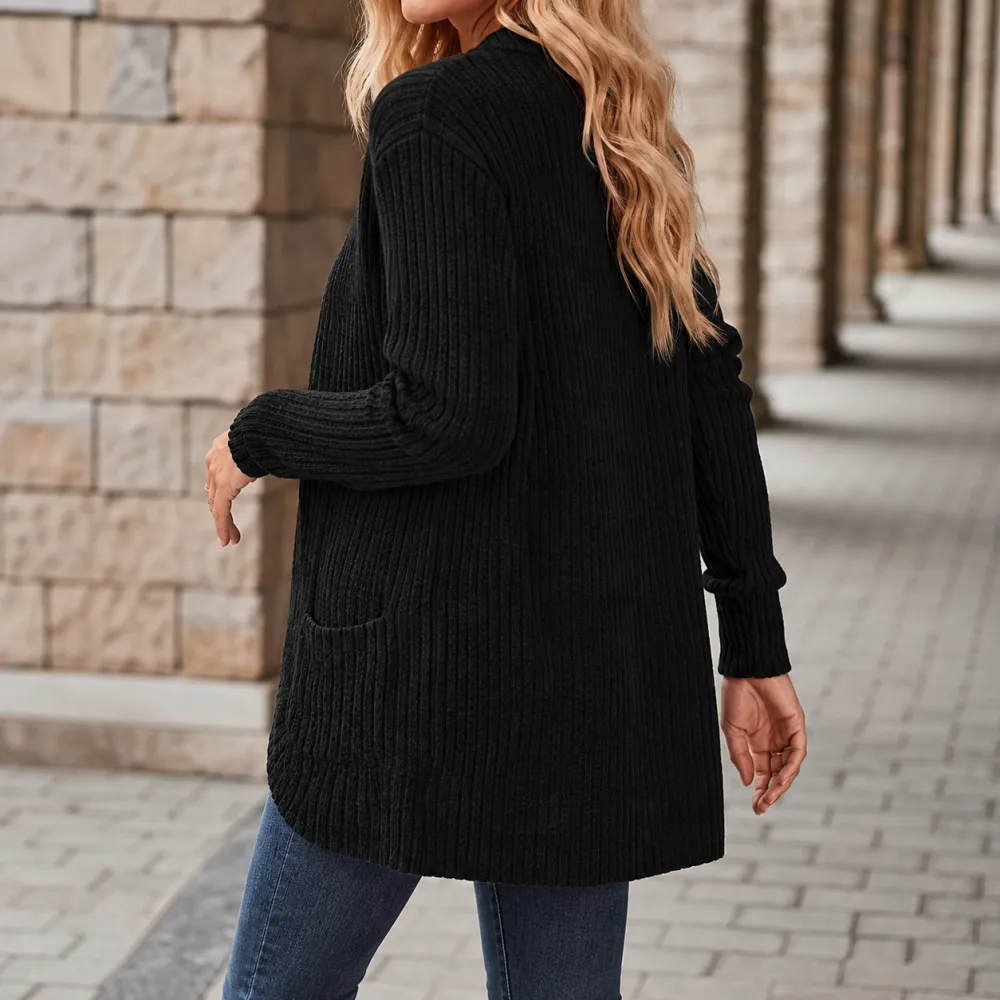 Ribbed Draped Cardigan