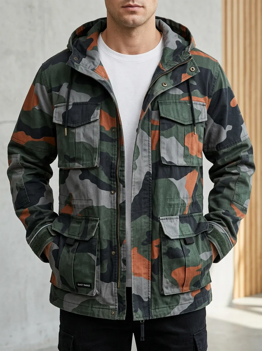Men's Outdoor Inspired Camouflage Field Jacket