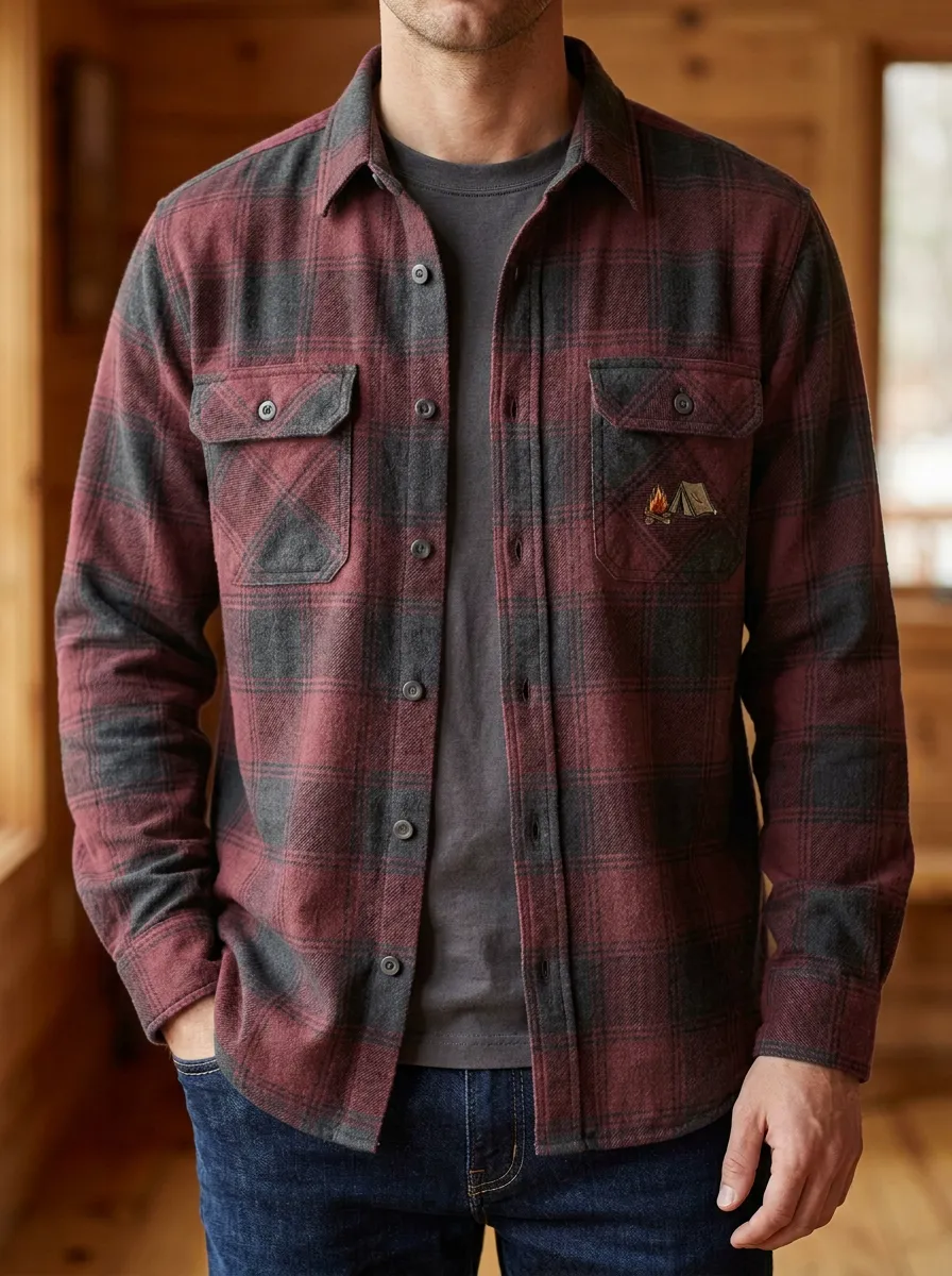 Campfire Tent Plaid Twin Pocket Shirt