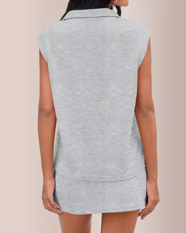 Sporty Chic Half-Zip Sleeveless Polo Skort Set