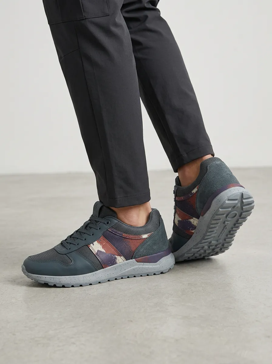 Men's Casual Streetwear Abstract Camo Printed Sneakers