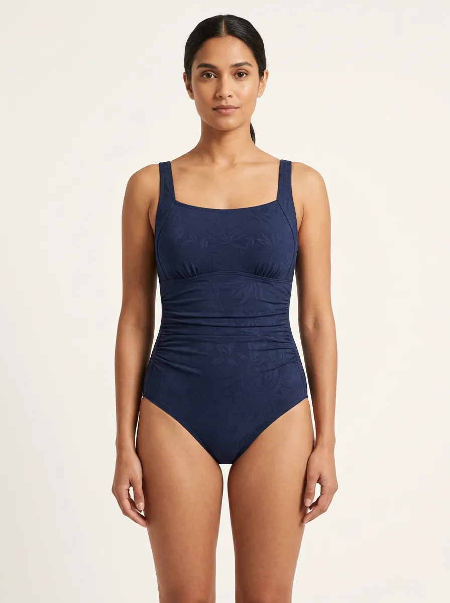Contour Tropical Leaf-Pattern One-Piece Swimsuit