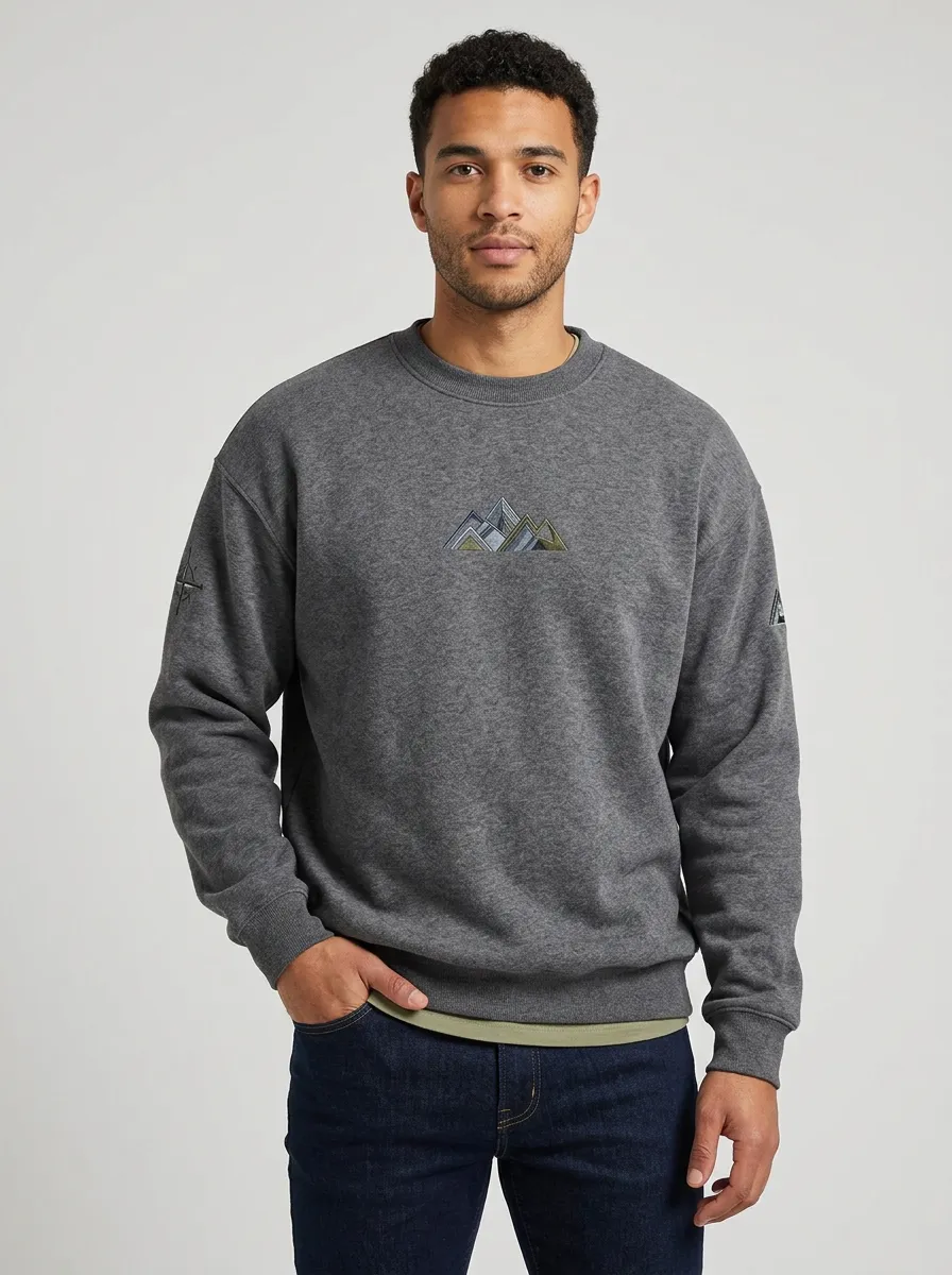 Men's Charcoal Grey Outdoor Mountain Fleece Sweatshirt