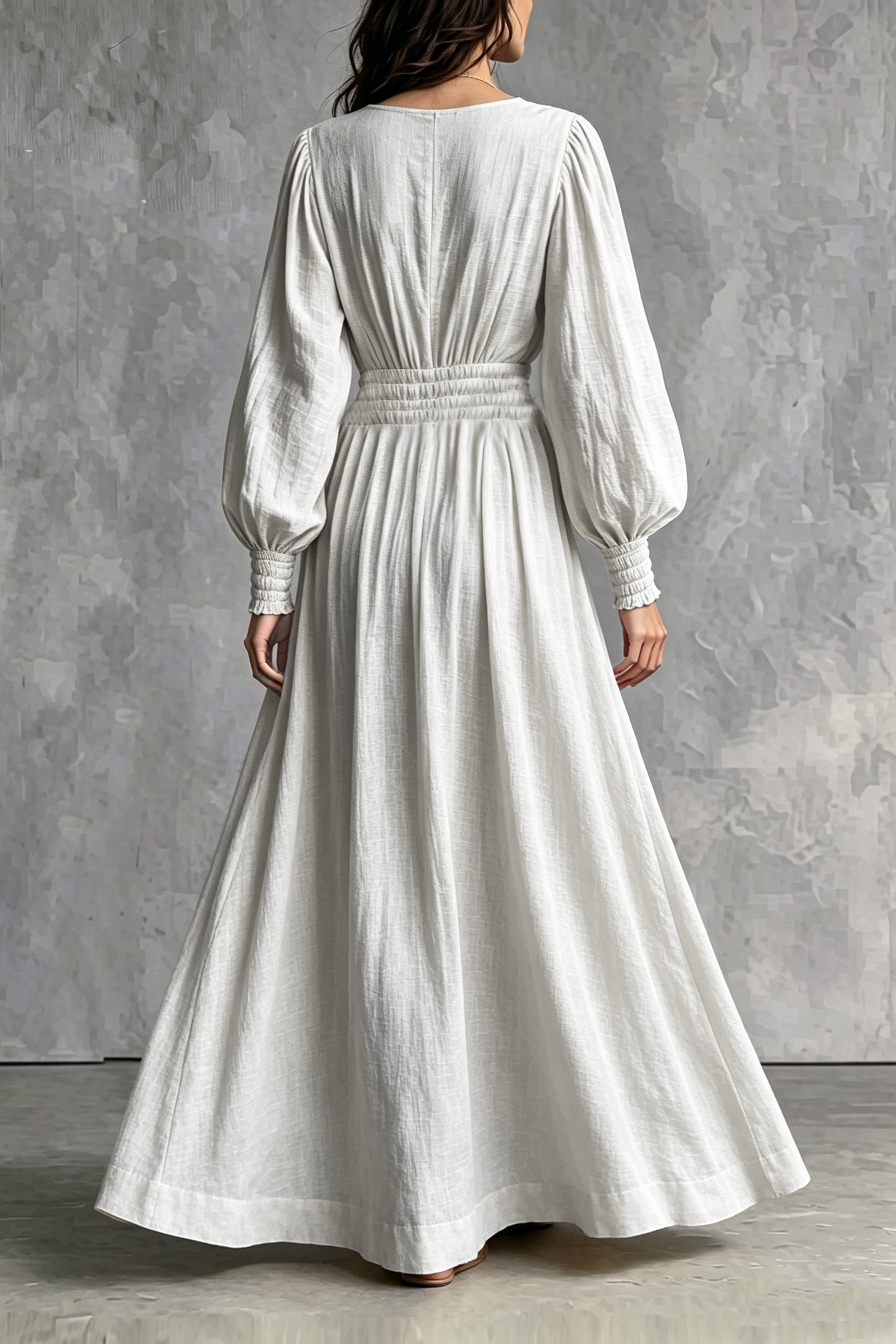 V Neck Ruched Tie Detail Maxi Dress