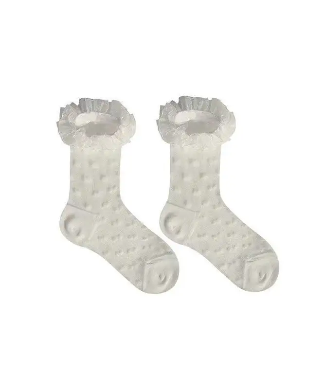 Chic Ruffled Jacquard Socks