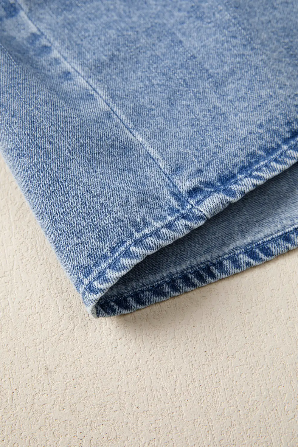 Denim V Neck Ruffle Mini Dress