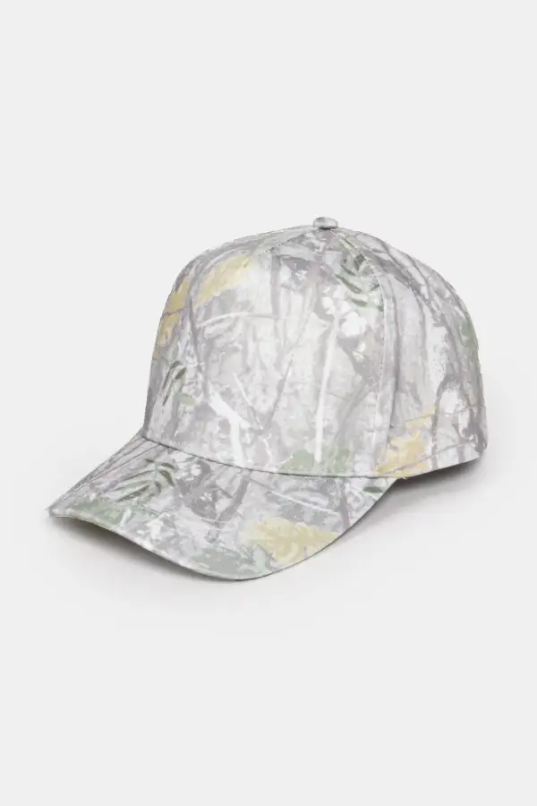 Wood Print Five Panel Camo Panel Baseball Cap