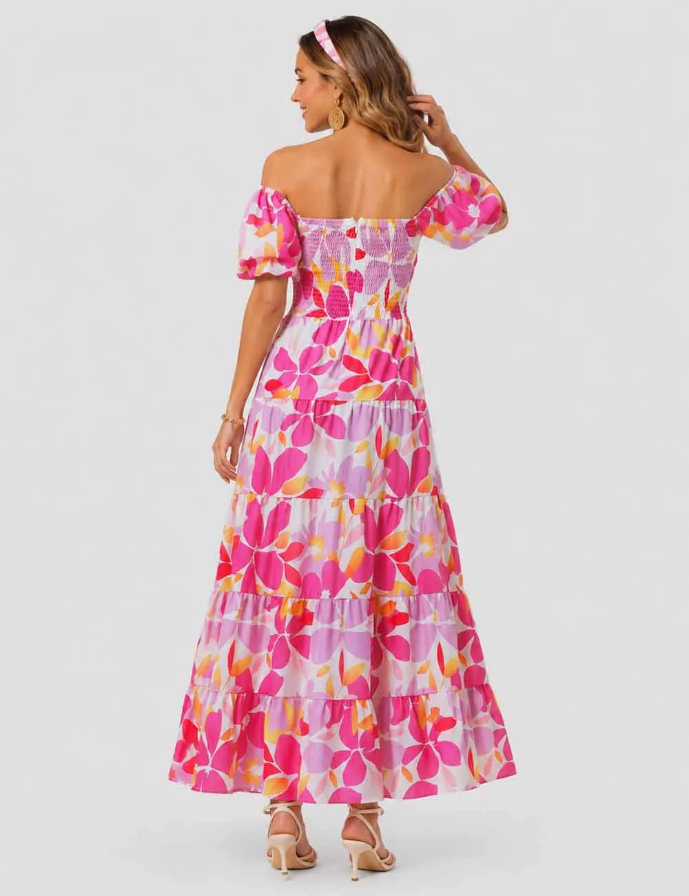 Bubble Short Sleeves Maxi Dress