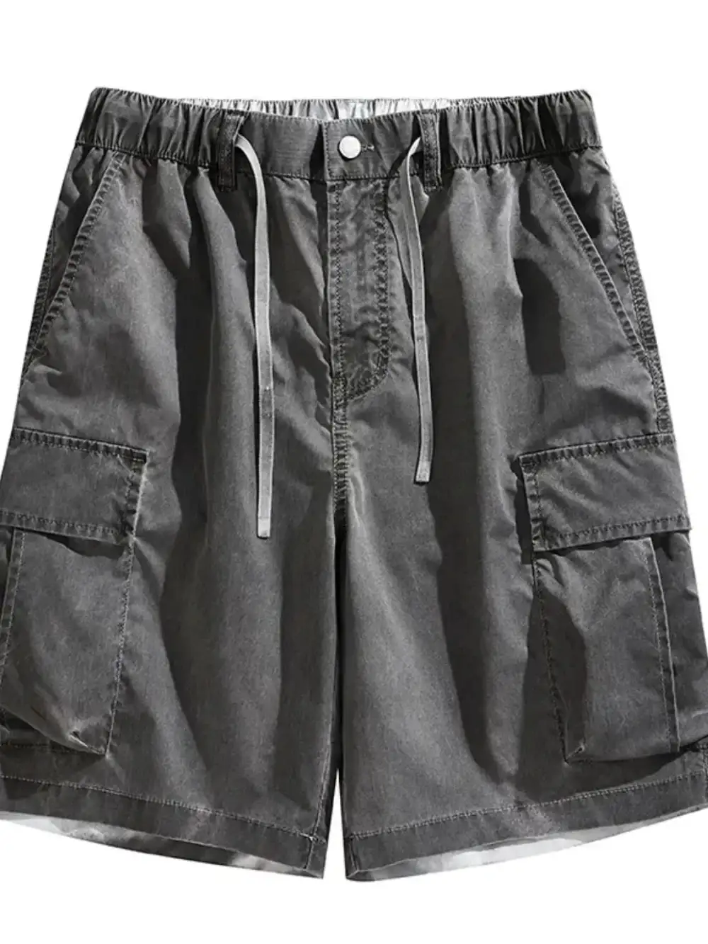 Utility Drawstring Pocket Detail Washed Cargo Shorts