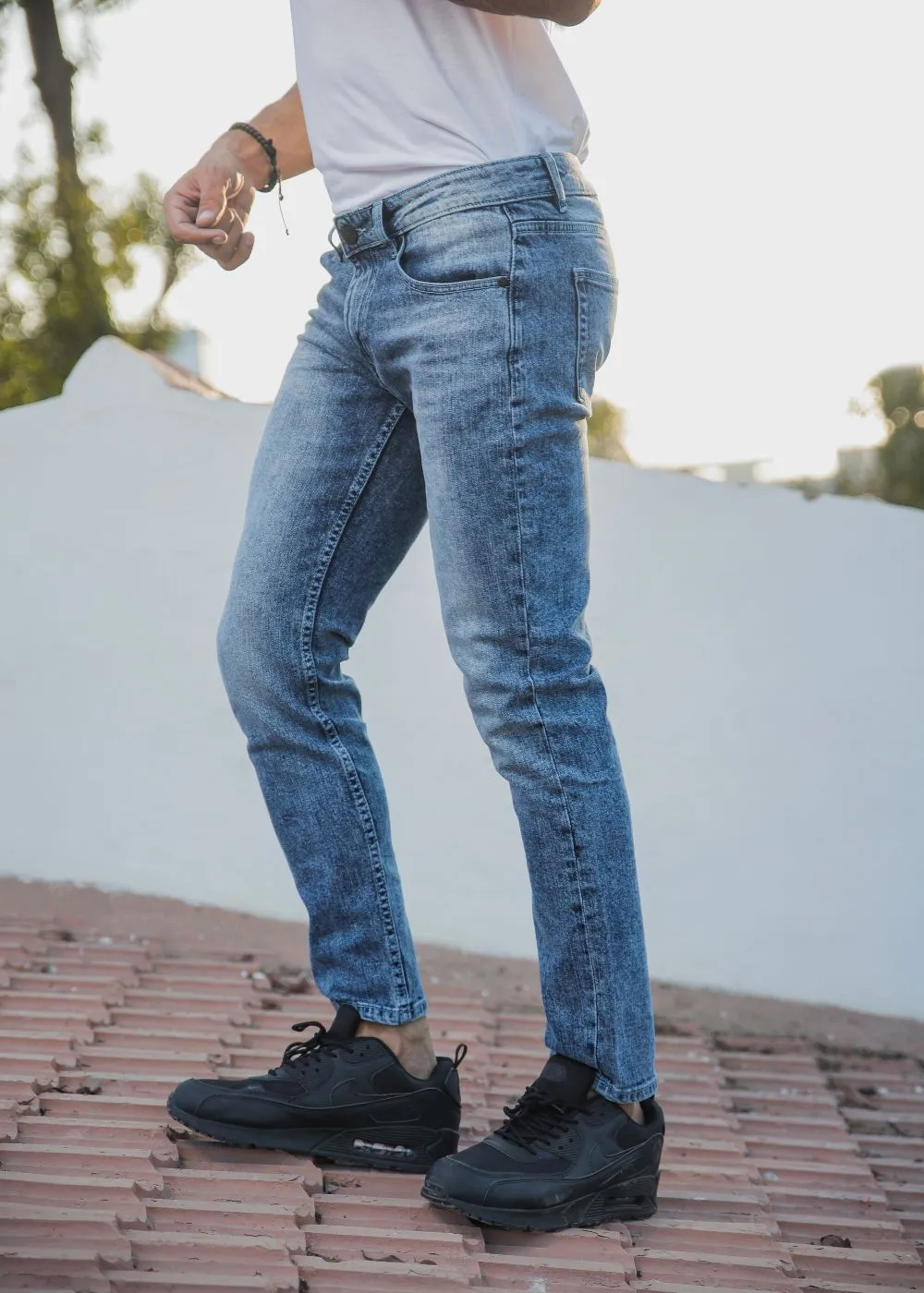 Acid-Wash Slim-Fit Jeans