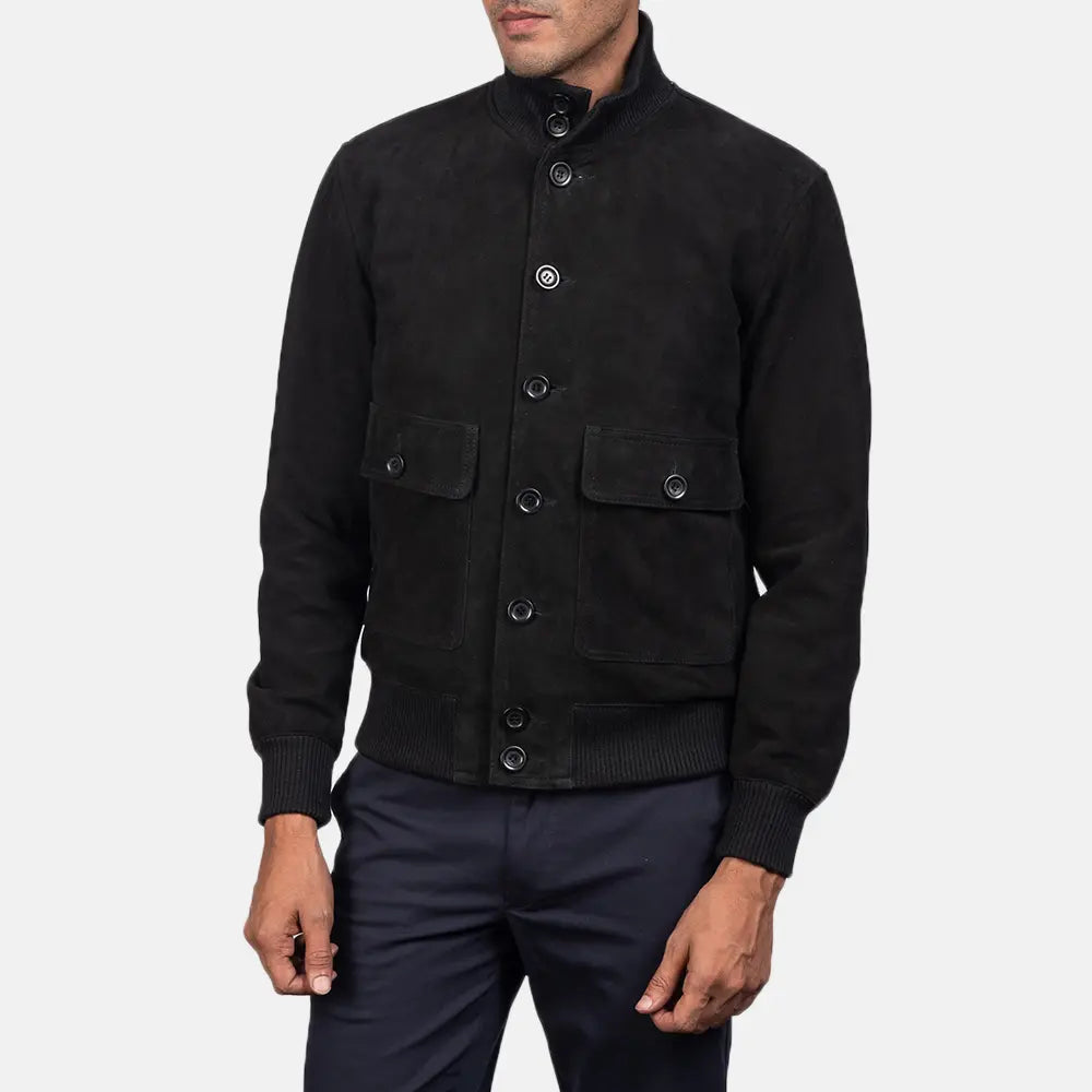 Men's Utility Bomber Suede Jacket