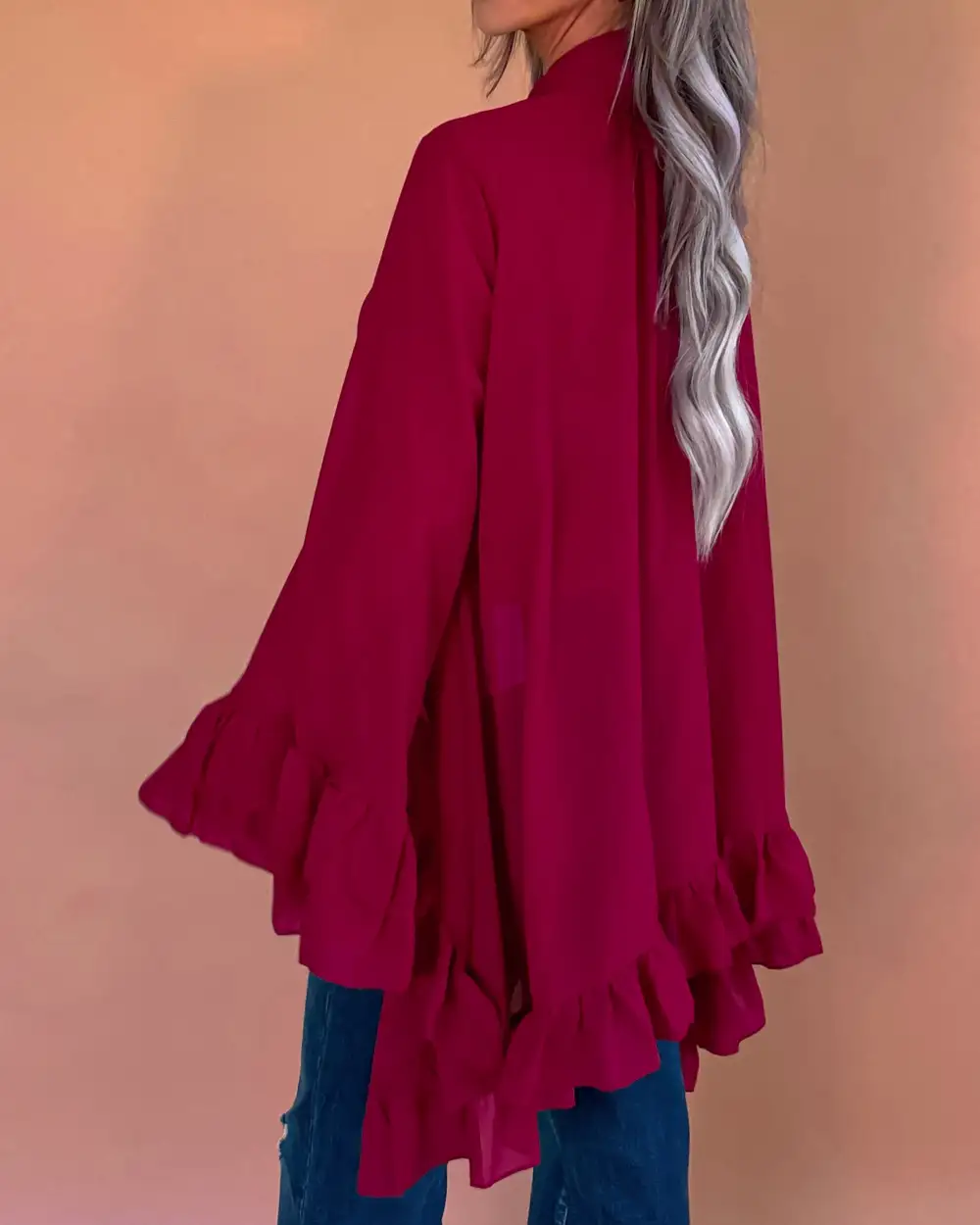 Relaxed-Fit Ruffled Mock-Neck Blouse