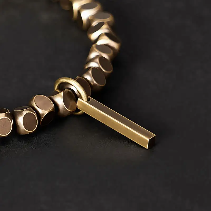 Small Square Shape Beads Brass Bracelet