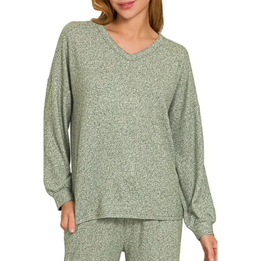 Relaxed Soft Melange Long Sleeve Tee & Pants Set