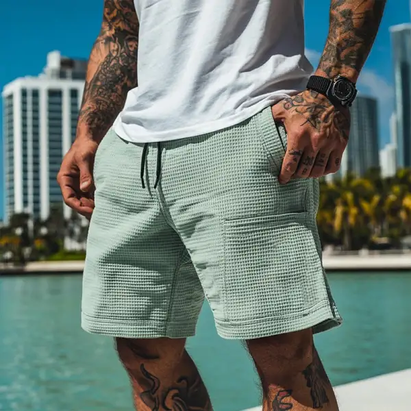 Textured Casual Waffle Shorts