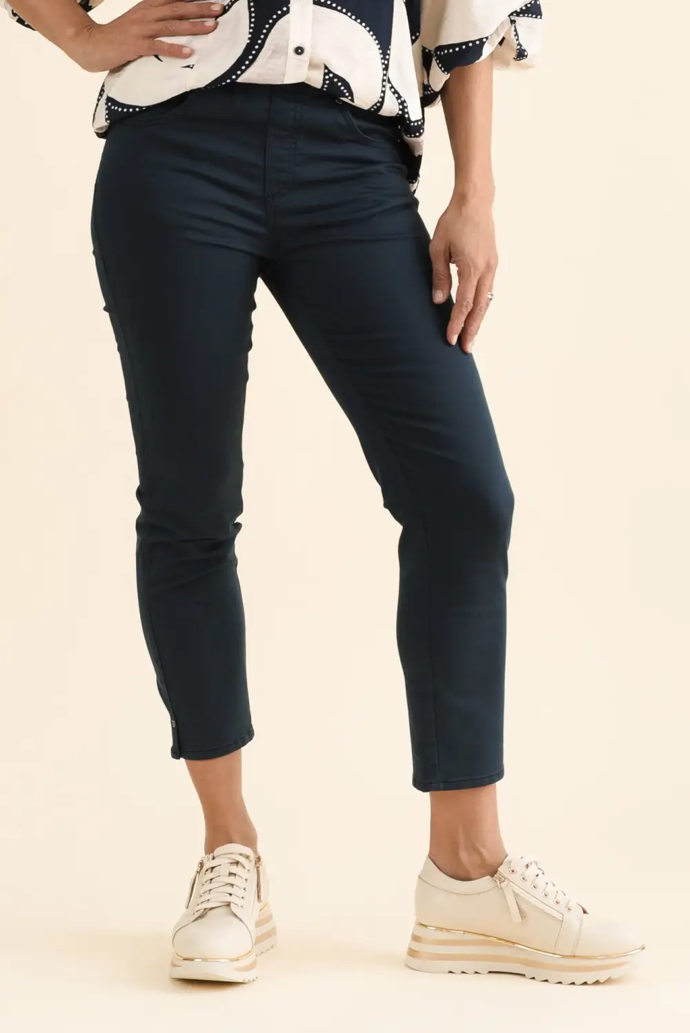 Straight Leg Mid Rise Pull On Pants