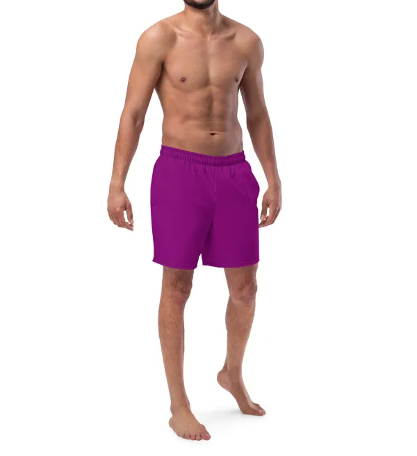 Mesh Lined Pocketed Printed Swim Trunks