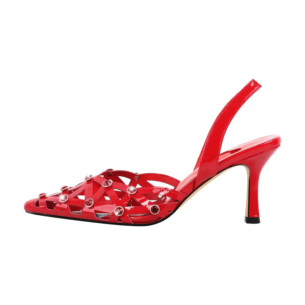 Sleek Rhinestone Pointed Toe Stiletto Slingback Pumps