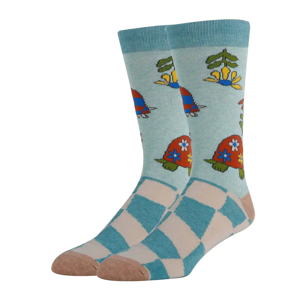 Cotton Blend Turtle Motif Crew Socks