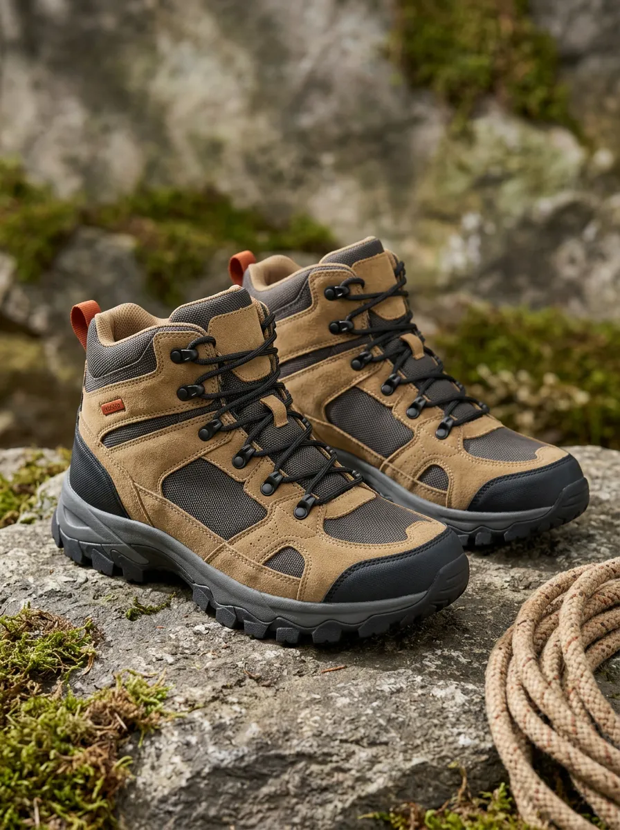 Unisex Trail-Inspired Outdoor Hiking Suede Mesh Printed Boots