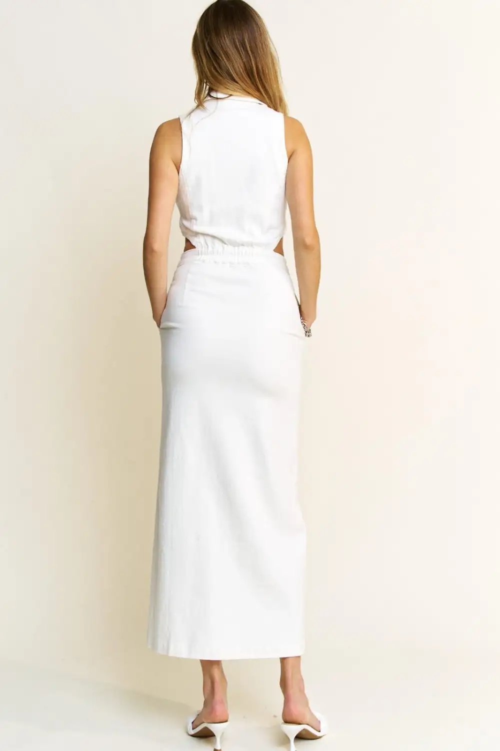 Cutout Denim Maxi Dress