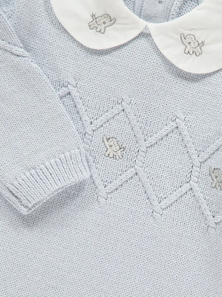 Light Blue Elephant Knitted All in One