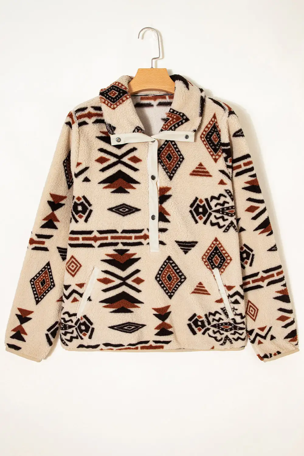Zip Detail Western Inspired Zip Pullover Sweatshirt