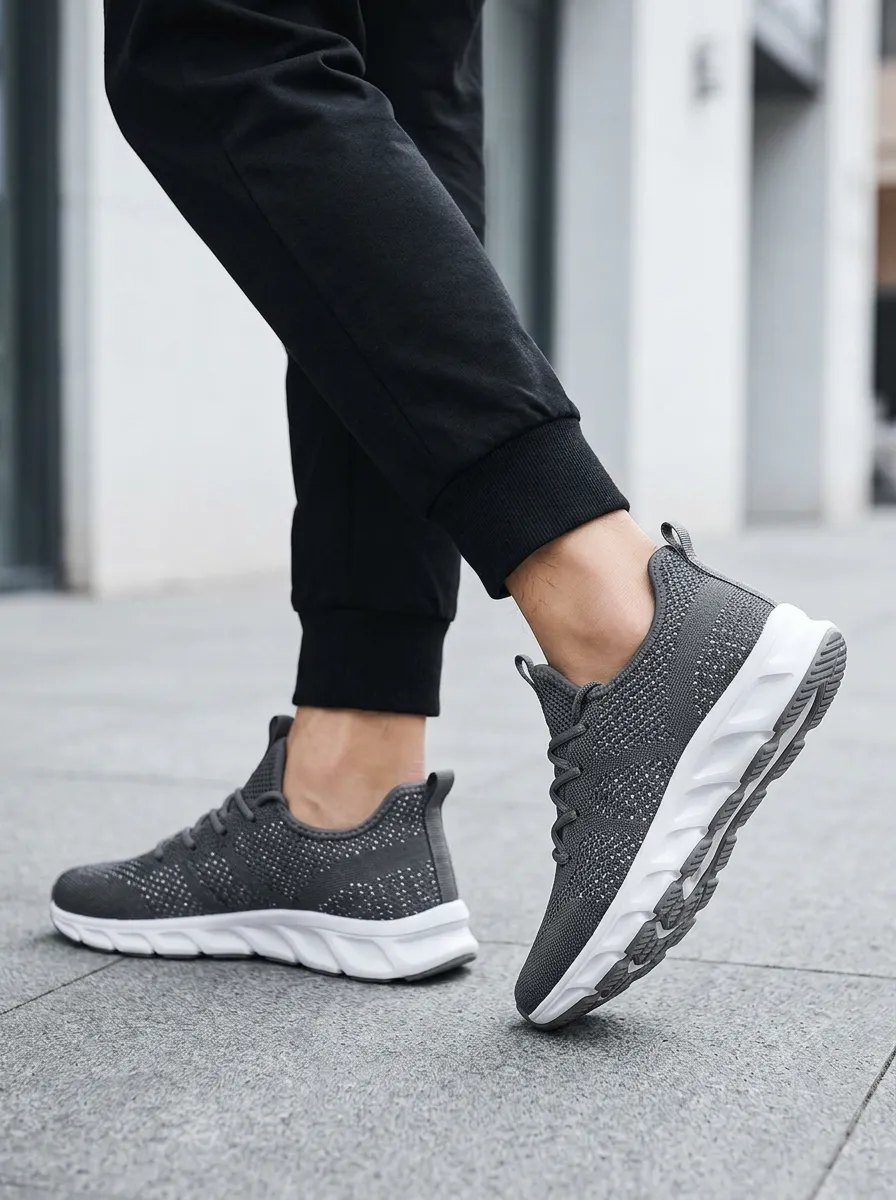 Men's Breathable Knit Casual Sport Mesh Athletic Sneakers