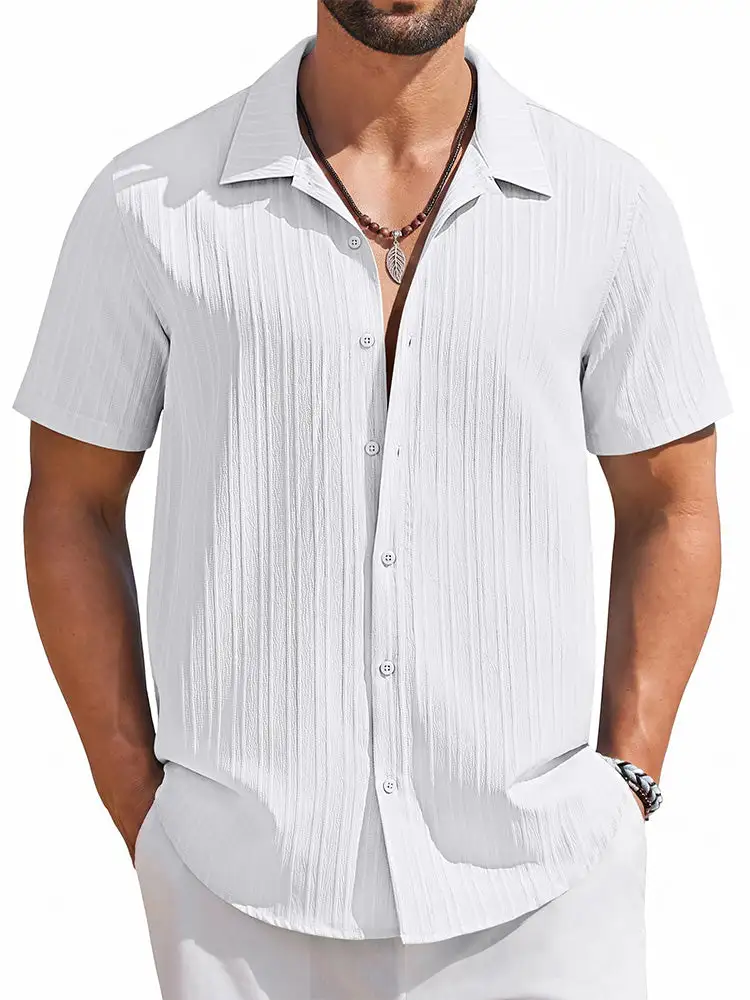 Casual Summer Textured Short Sleeve Shirt