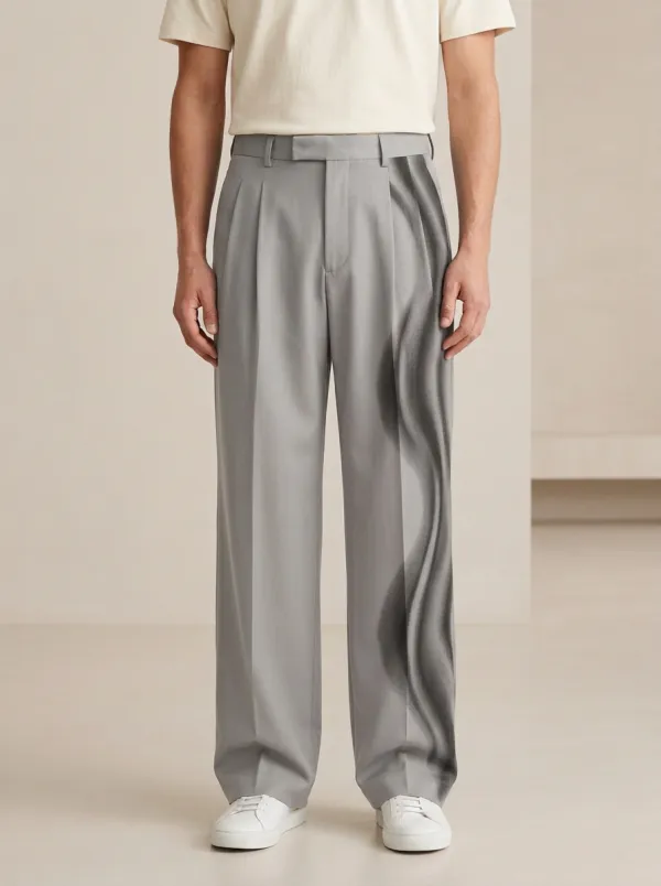 Men's Casual Streetwear Wavy Pattern Printed Wide Leg Pants